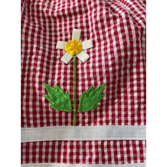 Vintage Sunshine Baby 3 Piece Gingham Outfit 6-9M Red Floral Embroidery NEW - Picture 6 of 8